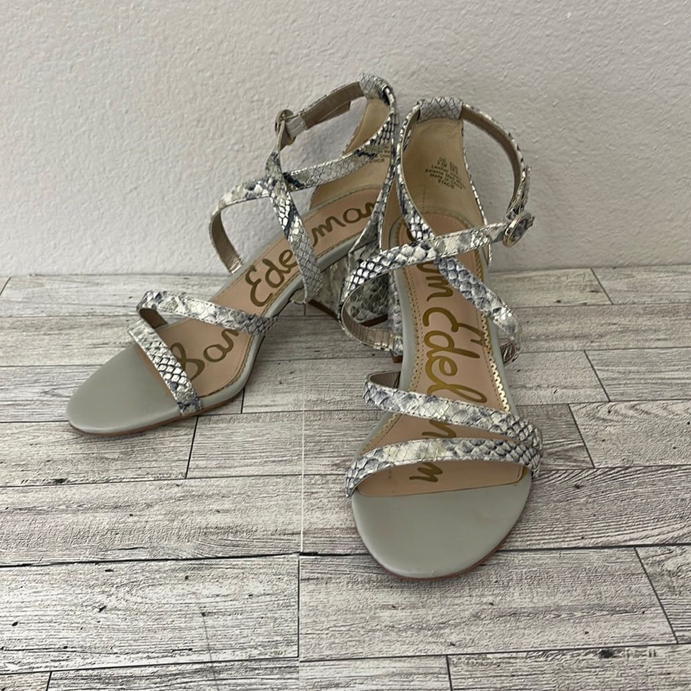 Sam Eldelman Stacie Leather Snake Embossed Heels Size 8.5M
